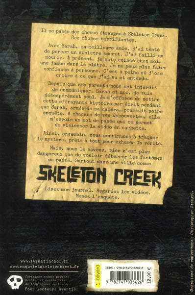 Back cover of Skeleton Creek Tome 1 : psychose