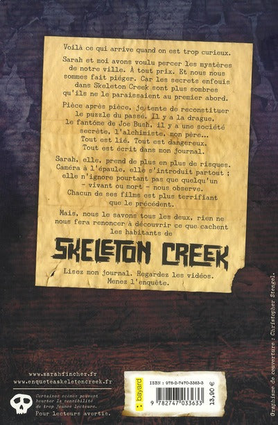 Back cover of Skeleton Creek Tome 2