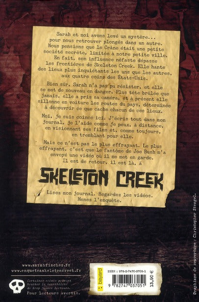 Back cover of Skeleton Creek Tome 3 : le crâne