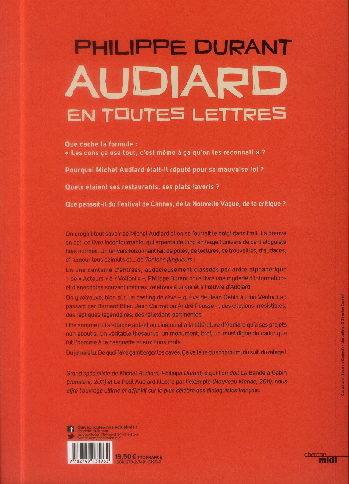 Back cover of Audiard en toutes lettres
