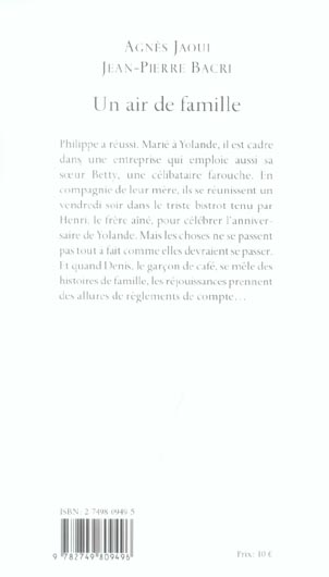 Back cover of Un air de famille                     (préface Stephan Meldegg)