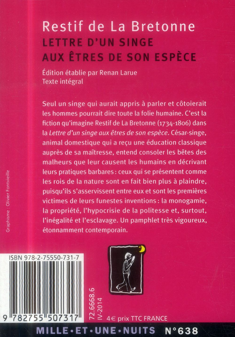 Back cover of Lettre d'un singe aux êtres de son espèce