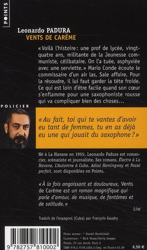Back cover of Vents de Carême ; un enquête du lieutenant Mario Conde