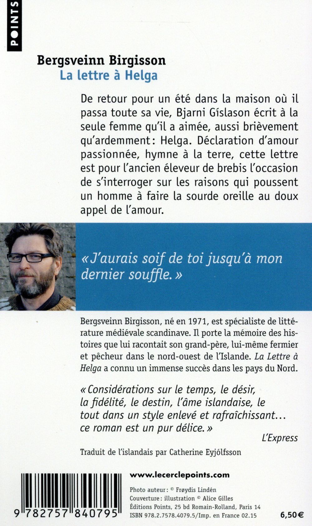 Back cover of La lettre à Helga