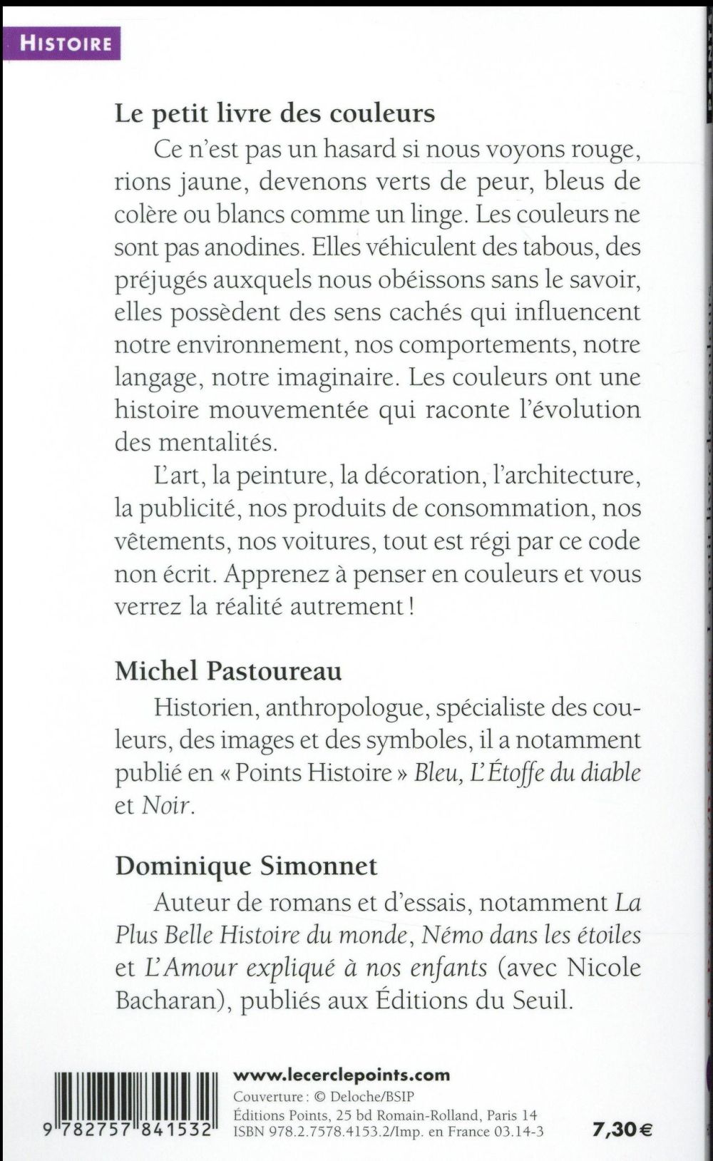 Back cover of Le petit livre des couleurs