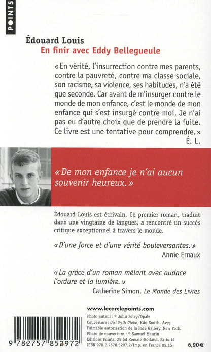 Back cover of En finir avec Eddy Bellegueule