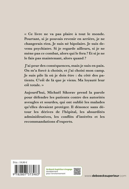 Back cover of Blouse blanche, idées noires : Le témoignage percutant d'un psychiatre bipolaire