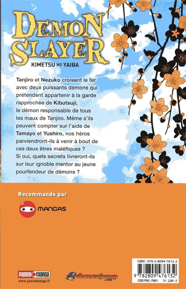 Back cover of Demon slayer Tome 3