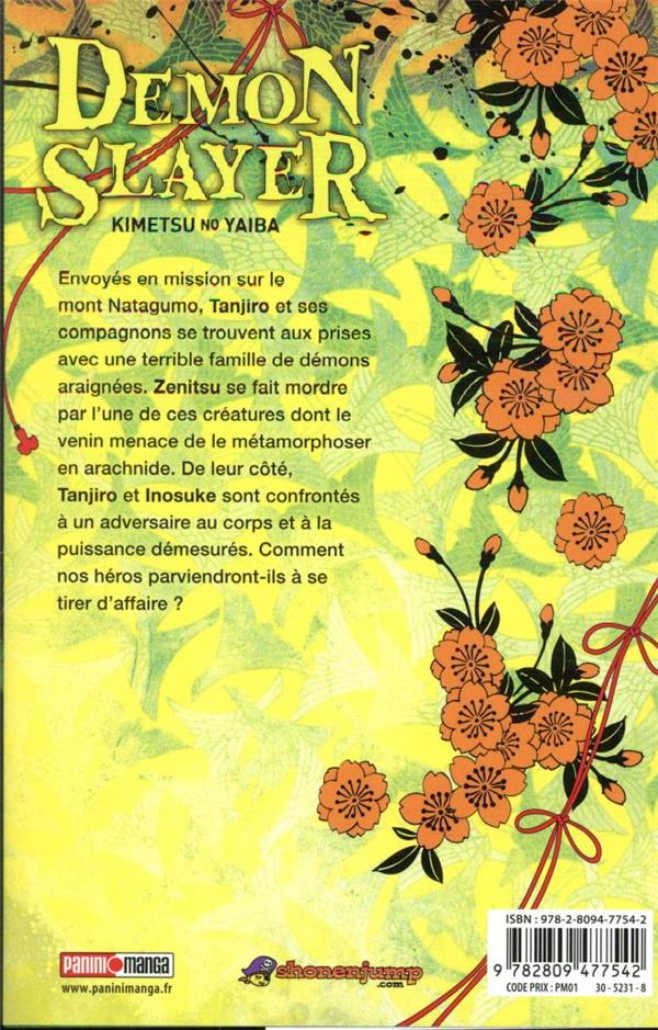 Back cover of Demon slayer Tome 5