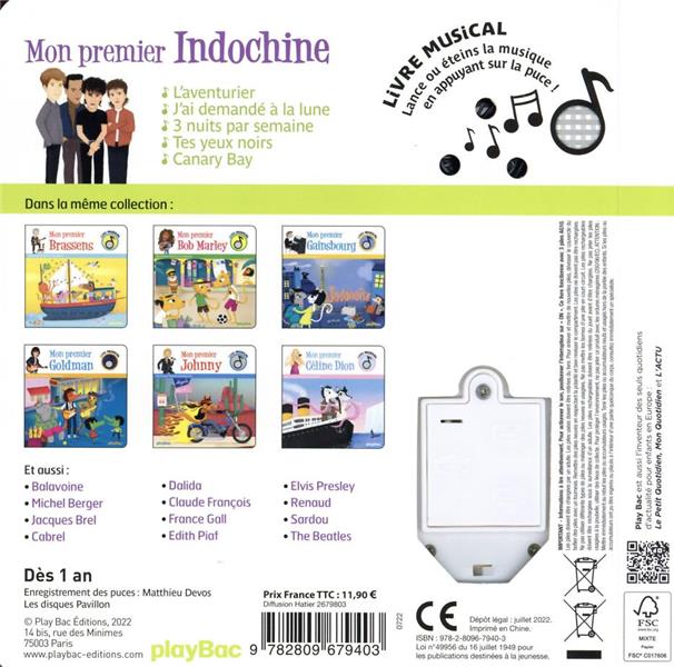 Back cover of Livre musical : mon premier Indochine