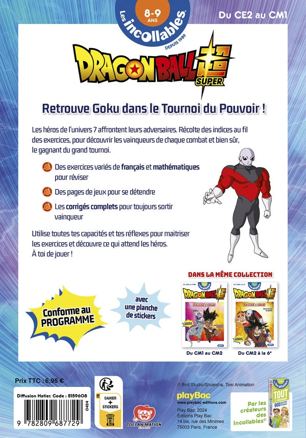 Back cover of Les incollables : Dragon Ball super ; Cahier jeux de vacances ; Du CE2 au CM1