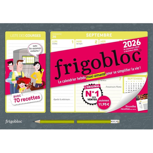 Front cover of Frigobloc Hebdomadaire : Calendrier Compact / semaine (édition 2026)                     (De septembre 2025 à décembre 2026)