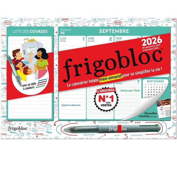Front cover of Mini Frigobloc Hebdomadaire à chacun sa couleur ! (édition 2026)                     (De septembre 2025 à décembre 2026)