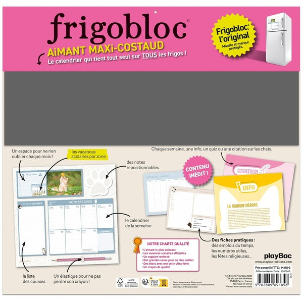 Back cover of Frigobloc Hebdomadaire : Chats (édition 2026)                     (De septembre 2025 à décembre 2026)