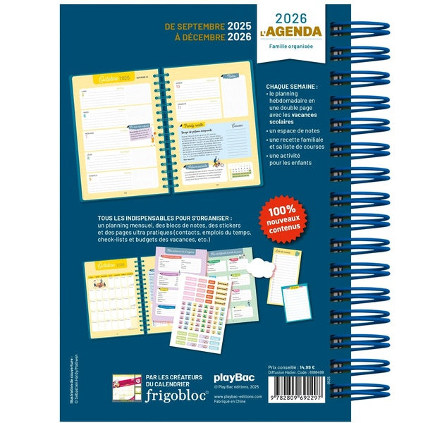 Back cover of L'agenda de la famille organisée (édition 2026)                     (De septembre 2025 à décembre 2026)