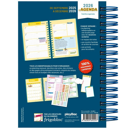 Back cover of L'agenda de la famille organisée (édition 2026)                     (De septembre 2025 à décembre 2026)