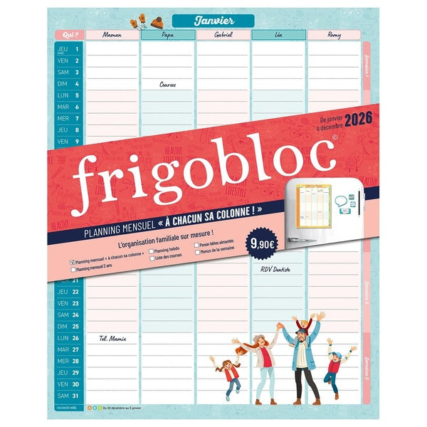 Front cover of Frigobloc : Planning mensuel "À chacun sa colonne"                     (De janvier à décembre 2026)