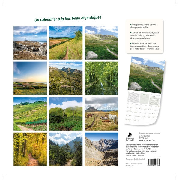 Back cover of Randonnées de France : Calendrier (édition 2027)                     (Spirale)