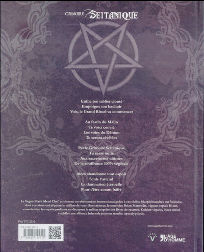 Back cover of Grimoire seitanique ; 120 recettes apocalyptiques du vegan black metal chef