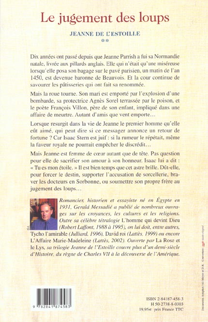 Back cover of Le jugement des loups. jeanne de l estoille**