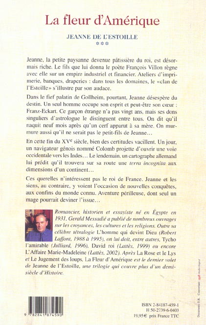 Back cover of La fleur d Amérique. Jeanne de l Estoille***