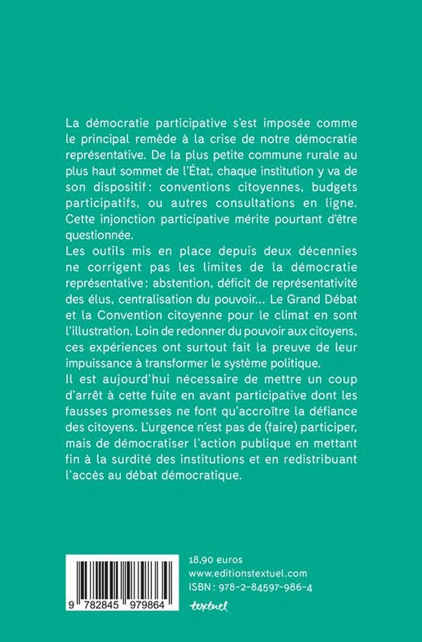 Back cover of Pour en finir avec la démocratie participative