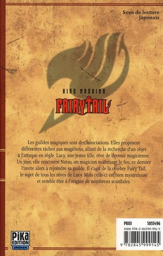 Back cover of Fairy Tail Tome 1                     (prix Tam-Tam Dlire manga 2010)