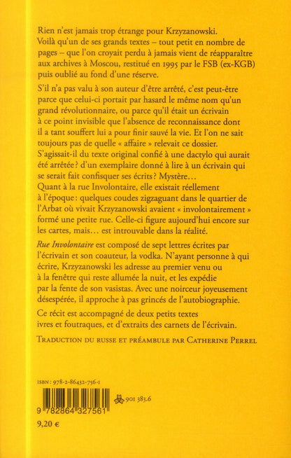 Back cover of Rue involontaire