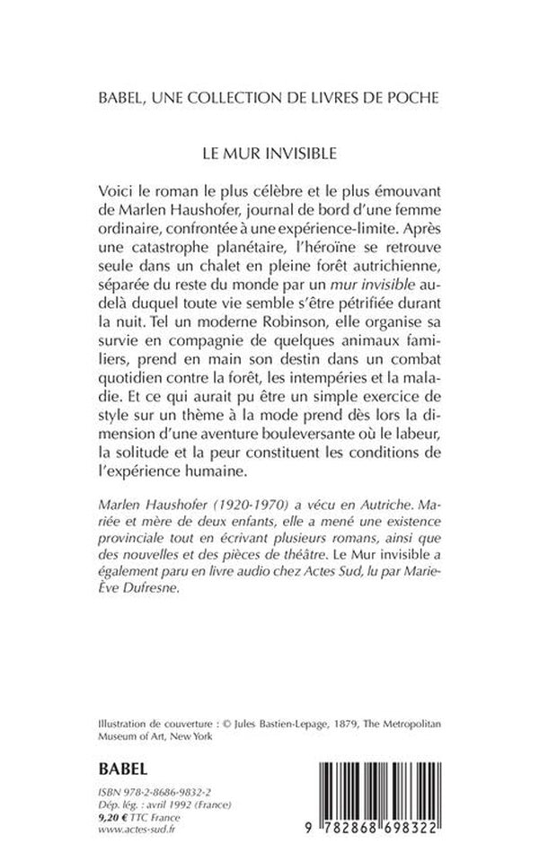 Back cover of Le mur invisible