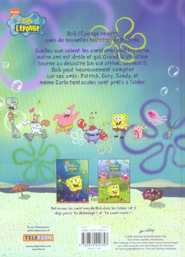 Back cover of Bob l'eponge tome 3 - a pleines mains!