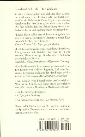 Back cover of Der Vorleser