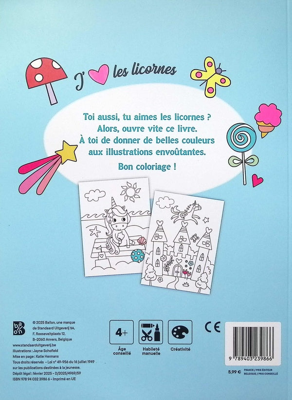 Back cover of J'aime les licornes : Mes super coloriages