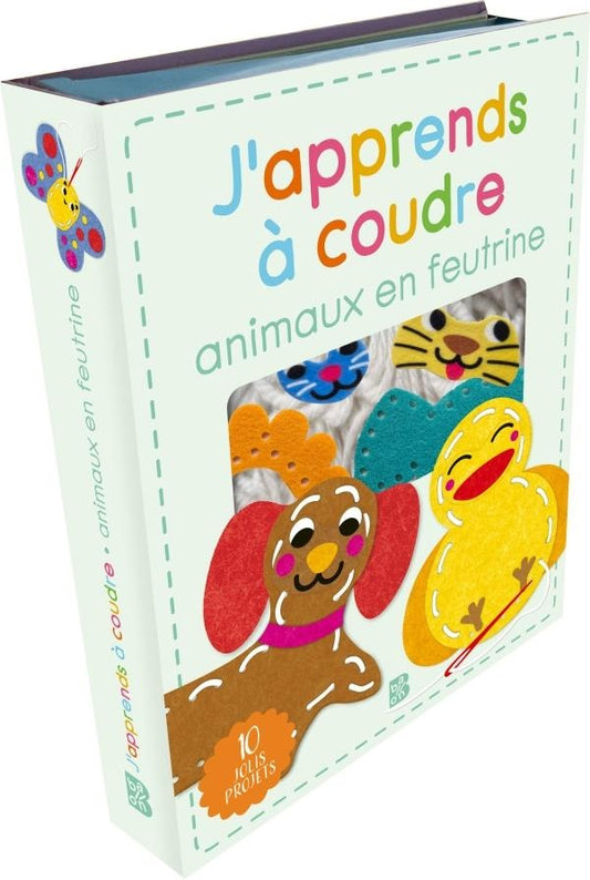 Front cover of J'apprends à coudre : Animaux en feutrine