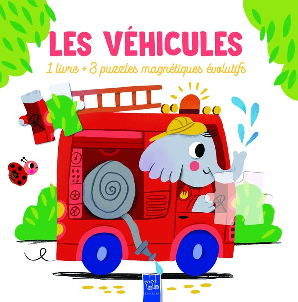 Front cover of Les véhicules                     (3 puzzles magnétiques en trois niveaux)