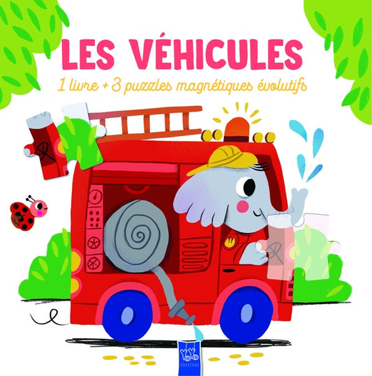 Front cover of Les véhicules                     (3 puzzles magnétiques en trois niveaux)