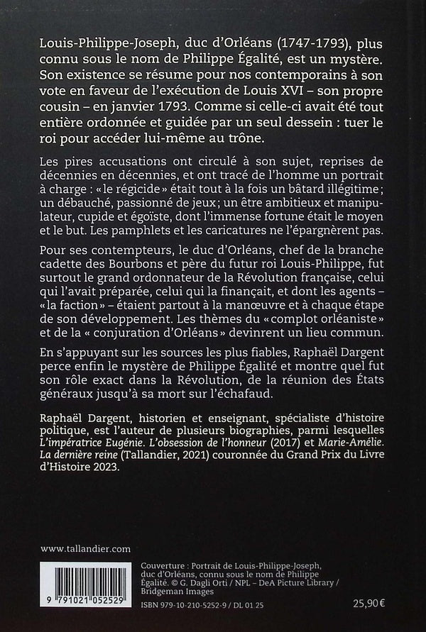 Back cover of Philippe Égalité : Le prince de la Révolution