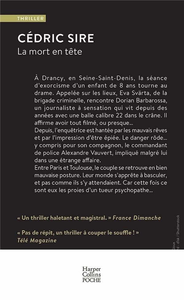 Back cover of La mort en tête