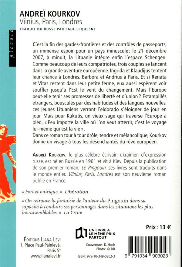 Back cover of Vilnius, Paris, Londres