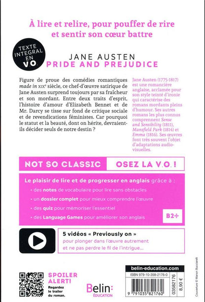 Back cover of Pride and prejudice