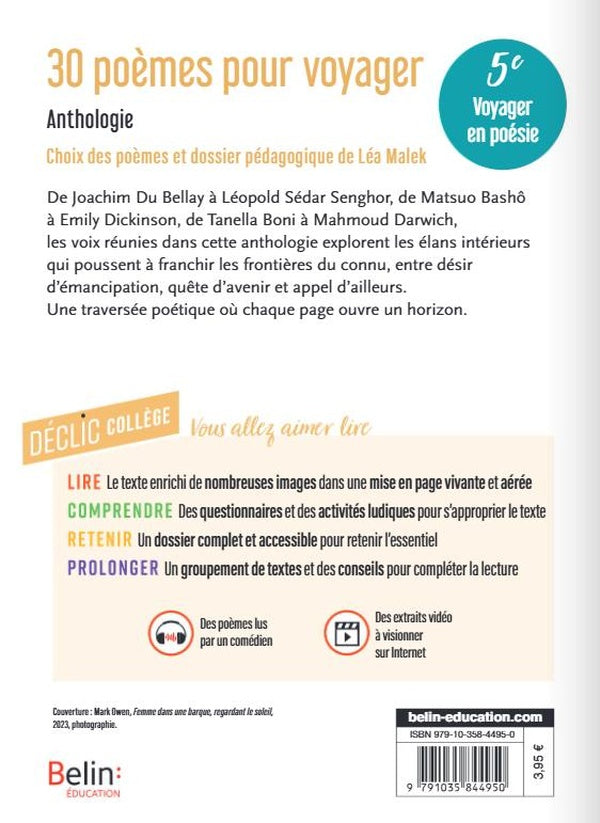 Back cover of 30 poèmes pour voyager
