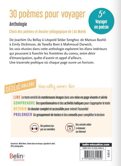 Back cover of 30 poèmes pour voyager