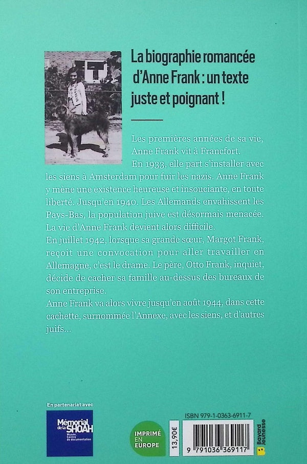 Back cover of La vie d'Anne Frank