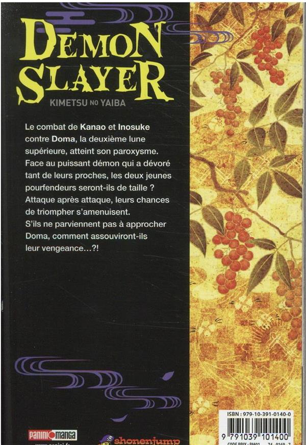 Back cover of Demon slayer Tome 19