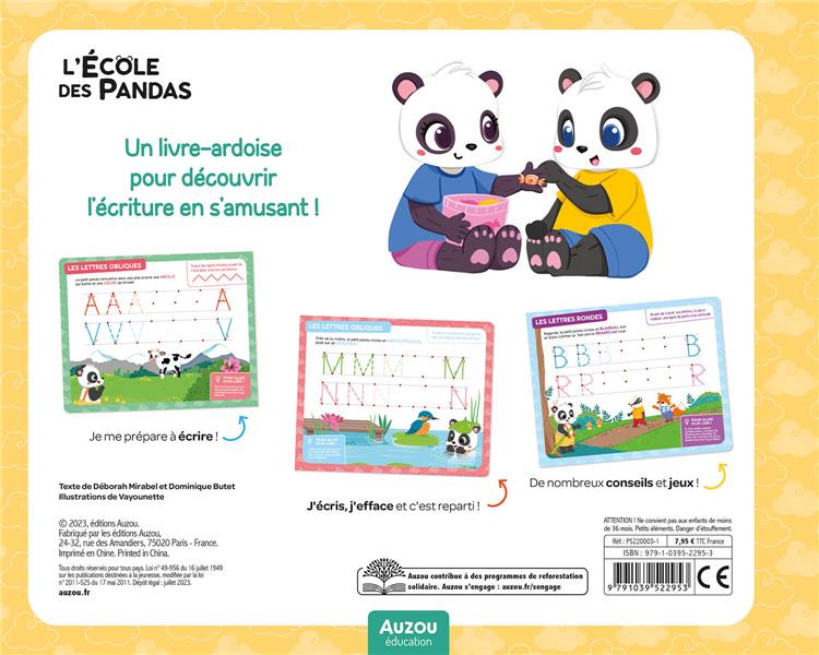 Back cover of L'école des pandas : les lettres majuscules