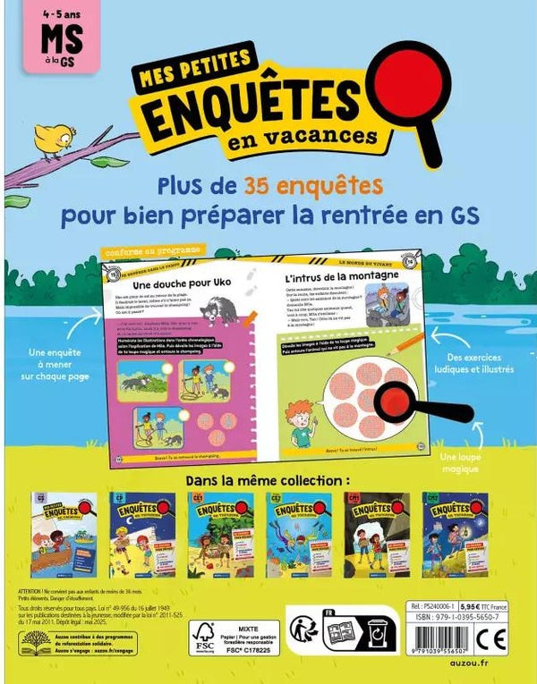 Back cover of Cahier de vacances : Mes petites enquêtes en vacances (édition 2025)