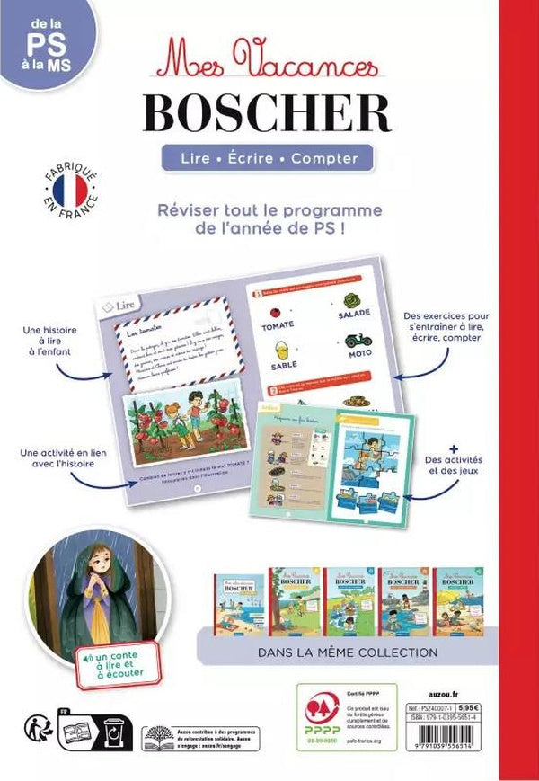 Back cover of Cahier de vacances : Mes vacances Boscher - de la PS à la MS - Cahier de vacances 2025