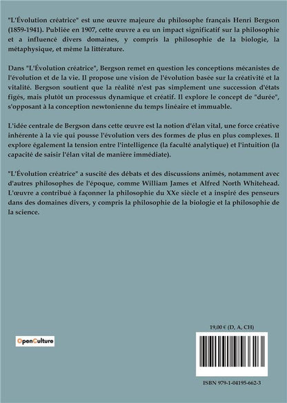 Back cover of L'évolution créatrice                     (IMPRESSION A LA DEMANDE)
