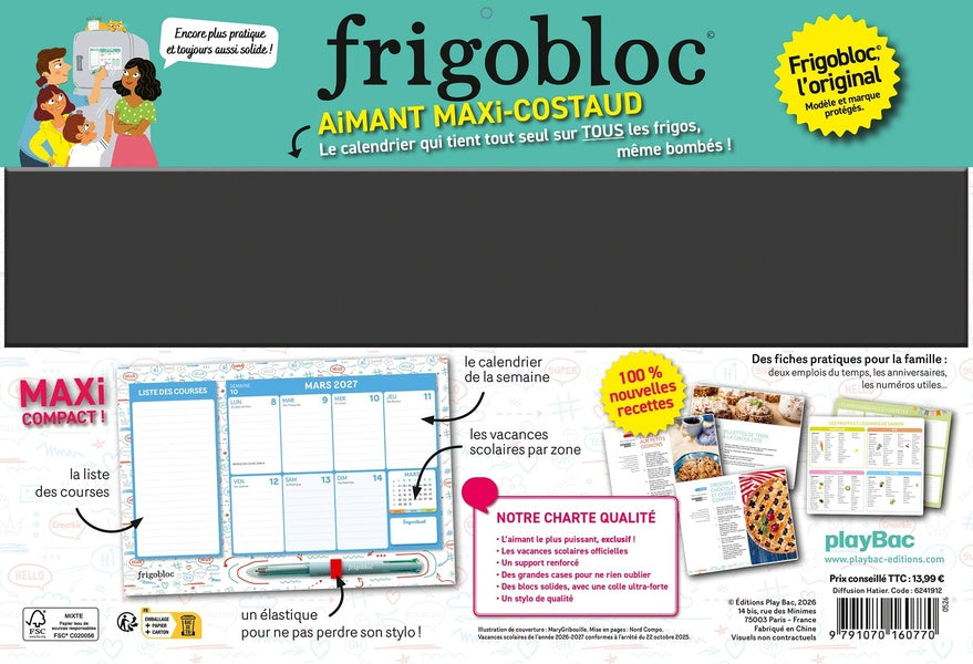 Back cover of Mini frigobloc : Hebdomadaire : 4 couleurs (édition 2027)                     (De septembre 2026 à décembre 2027)