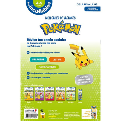 Back cover of Les incollables : Mon cahier de vacances Pokémon ; De la MS à la GS (édition 2026)