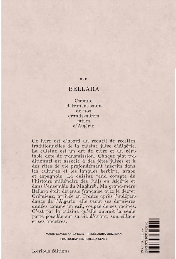 Back cover of Bellara : Cuisine et transmission de nos grands-mères juives d'Algérie